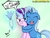 Size: 2592x1944 | Tagged: safe, artist:viejillox64art, starlight glimmer, trixie, pony, unicorn, all bottled up, g4, season 7, bear hug, cute, diatrixes, female, floppy ears, glowing horn, hape, horn, hug, icing bag, lesbian, magic, mare, scene interpretation, ship:startrix, shipping, telekinesis