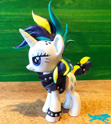 Size: 1024x1144 | Tagged: safe, artist:lostinthetrees, rarity, pony, unicorn, g4, alternate hairstyle, clothes, craft, female, figure, irl, mare, photo, punk, raripunk, sculpture, solo, traditional art