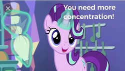 Size: 720x405 | Tagged: safe, edit, edited screencap, screencap, starlight glimmer, pony, unicorn, all bottled up, g4, advice, concentrating, cute, female, focus, glimmerbetes, glowing horn, happy, horn, magic, mare, motivational, open mouth, positive ponies, smiling, telekinesis