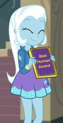 Size: 339x664 | Tagged: safe, edit, edited screencap, screencap, trixie, equestria girls, equestria girls specials, g4, my little pony equestria girls: better together, my little pony equestria girls: forgotten friendship, book, cute, diatrixes, female, smiling, solo