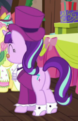 Size: 307x478 | Tagged: safe, screencap, snowfall frost, starlight glimmer, a hearth's warming tail, g4, butt, cropped, glimmer glutes, plot