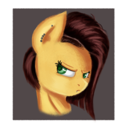 Size: 2000x2000 | Tagged: safe, artist:qbellas, oc, oc only, pony, female, high res, mare, piercing, simple background, solo