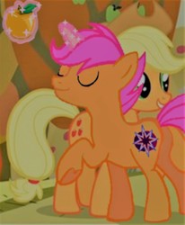 Size: 1060x1284 | Tagged: safe, edit, edited screencap, screencap, applejack, oc, oc:dance illusions, g4, butt, canon x oc, female, golden apple, lesbian, plot, shipping, sweet apple acres