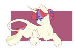 Size: 1024x755 | Tagged: safe, artist:uniquecolorchaos, moondancer, oc, oc:moonlight song, pony, g4, baby, baby pony, crying, female, male, mother and son, offspring, parent:moondancer, parent:prince blueblood, parents:moonblood, tears of joy