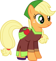 Size: 1000x1090 | Tagged: safe, artist:cloudy glow, applejack, earth pony, pony, equestria girls specials, g4, movie magic, clothes, equestria girls outfit, equestria girls ponified, female, freckles, mare, ponified, simple background, smiling, solo, trace, transparent background, vector, vector trace