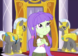 Size: 677x488 | Tagged: safe, starlight, pony, unicorn, equestria girls, equestria girls series, forgotten friendship, g4, my little pony equestria girls: legend of everfree, animated, armor, camp everfree outfits, clothes, door, guard, living room, scared