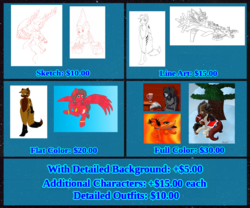 Size: 1024x850 | Tagged: safe, artist:midnightfire1222, oc, oc:axel, oc:clocksin, oc:dark horse, oc:grovus, oc:prince brokenflare, oc:starbolt, dracony, griffon, hybrid, pegasus, unicorn, anthro, airship, commission info, flat colors, flying, pine tree, shading, sketch, sky, snow, snowfall, tavern, tree