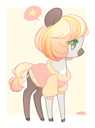 Size: 216x291 | Tagged: safe, artist:harusocoma, oc, oc only, earth pony, pony, chibi, clothes, female, mare, solo