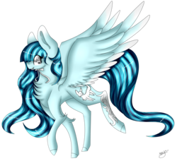 Size: 5000x4553 | Tagged: safe, artist:cat-chai, oc, oc only, oc:ice wolf, pegasus, pony, absurd resolution, chest fluff, colored wings, female, mare, multicolored wings, simple background, solo, transparent background