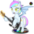 Size: 1024x1037 | Tagged: safe, artist:kyoshyu, oc, oc:eclaircie clearing, bat pony, bat pony oc, bat wings, electric guitar, fangs, female, game, glasses, green eyes, guitar, musical instrument, pedal, simple background, transparent background