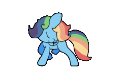 Size: 450x253 | Tagged: safe, artist:swerve-art, rainbow dash, pegasus, pony, g4, animated, cute, dashabetes, eyes closed, female, frame by frame, gif, mare, silly, silly pony, simple background, solo, swagger, transparent background, walking