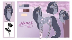 Size: 3000x1650 | Tagged: safe, artist:sofienriquez, oc, oc only, oc:hanae, earth pony, pony, female, mare, reference sheet, solo
