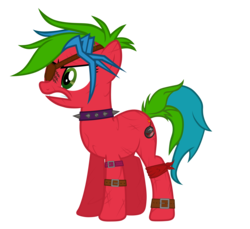 Size: 6208x5697 | Tagged: safe, artist:aborrozakale, oc, oc only, oc:emerald shade, earth pony, pony, g4, absurd resolution, alternate design, angry, choker, eyepatch, female, mare, scar, simple background, solo, spiked choker, transparent background, vector