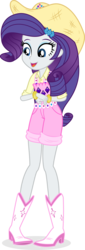 Size: 1606x4725 | Tagged: safe, artist:punzil504, rarity, equestria girls, g4, simple ways, boots, clothes, cowboy boots, cowboy hat, cowgirl outfit, cute, female, hat, legs, overall shorts, raribetes, shoes, simple background, solo, transparent background, vector