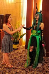 Size: 802x1200 | Tagged: safe, queen chrysalis, human, g4, china ponycon, clothes, cosplay, costume, irl, irl human, kelly sheridan, photo