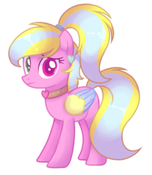 Size: 1720x1984 | Tagged: safe, artist:poppyglowest, oc, oc only, oc:cloudy sunshine, pegasus, pony, colored wings, female, heterochromia, mare, multicolored wings, ponytail, simple background, solo, transparent background, two toned wings