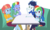 Size: 2488x1508 | Tagged: safe, artist:ilaria122, bow hothoof, rainbow dash, soarin', windy whistles, equestria girls, g4, base used, blushing, clothes, embarrassed, equestria girls-ified, father and daughter, female, legs, looking away, male, mother and daughter, multicolored hair, pants, ship:soarindash, shipping, shirt, simple background, sitting, straight, table, transparent background