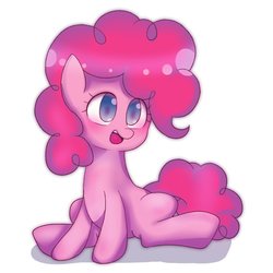 Size: 1000x1000 | Tagged: safe, artist:770nanao15, pinkie pie, earth pony, pony, g4, cute, diapinkes, female, filly, looking at you, simple background, solo, white background