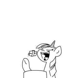 Size: 1280x1280 | Tagged: safe, artist:hotkoin, twilight sparkle, bird, pony, unicorn, g4, black and white, eating, eyes closed, female, food, grayscale, horn, mare, monochrome, open mouth, ponies eating meat, ponies eating seafood, simple background, solo, sushi, white background