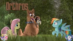 Size: 1191x670 | Tagged: safe, artist:sindroom, fluttershy, rainbow dash, dog, orthros, g4, trade ya!, 3d, download at source, downloadable, female, gmod, multiple heads, solo, source filmmaker, source filmmaker resource, two heads
