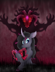 Size: 1000x1300 | Tagged: safe, artist:berryveloce, fhtng th§ ¿nsp§kbl, oleander (tfh), classical unicorn, demon, pony, unicorn, them's fightin' herds, cloven hooves, community related, horn, looking at you, unicornomicon, unshorn fetlocks