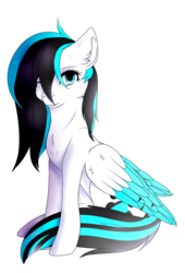 Size: 894x1311 | Tagged: safe, artist:moondisegna, oc, oc only, pegasus, pony, colored wings, female, mare, multicolored wings, simple background, sitting, solo, transparent background, two toned wings