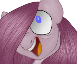 Size: 1800x1500 | Tagged: safe, artist:sodadoodle, pinkie pie, earth pony, pony, g4, bags under eyes, crazy face, faic, fake smile, hair over one eye, pinkamena diane pie, smiling