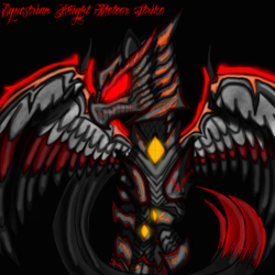 Size: 894x894 | Tagged: safe, artist:meteor-strike-mlp, oc, oc:meteor strike, armor, power armor, red and black oc, red eyes
