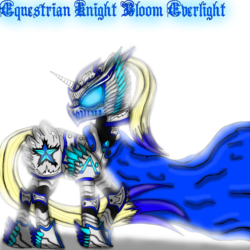 Size: 894x894 | Tagged: safe, artist:meteor-strike-mlp, oc, oc only, oc:bloom everlight, pony, unicorn, armor, power armor, solo