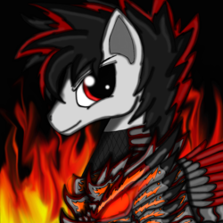 Size: 1600x1600 | Tagged: safe, artist:meteor-strike-mlp, oc, oc:meteor strike, armor, power armor, red and black oc, red eyes