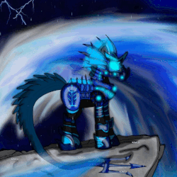 Size: 480x480 | Tagged: safe, artist:meteor-strike-mlp, oc, oc only, pony, animated, gif, lightning, rain, solo