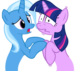 Size: 559x531 | Tagged: safe, artist:navitaserussirus, edit, trixie, twilight sparkle, g4, cropped, female, lesbian, ship:twixie, shipping