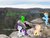 Size: 1024x769 | Tagged: safe, artist:didgereethebrony, fluttershy, rainbow dash, rarity, oc, oc:didgeree, g4, cliff, dialogue, irl, kanangra boyd national park, kanangra walls, mlp in australia, photo, ponies in real life