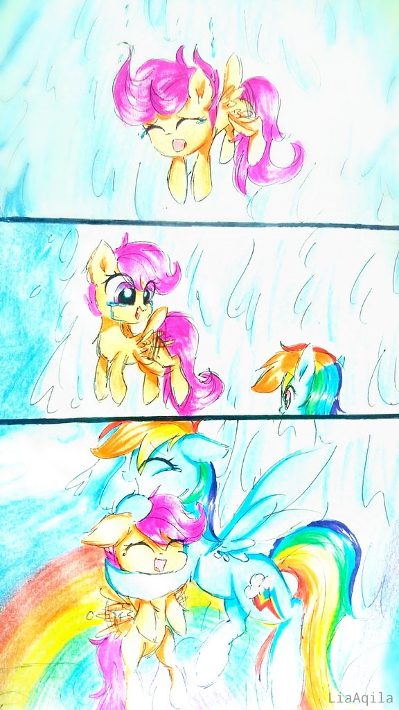 1674958 Safe Artist Liaaqila Rainbow Dash Scootaloo Pegasus