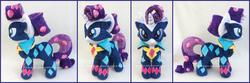 Size: 2241x742 | Tagged: safe, artist:lilmoon, radiance, rarity, pony, unicorn, g4, daily deviation, horn, irl, photo, plushie, power ponies, solo