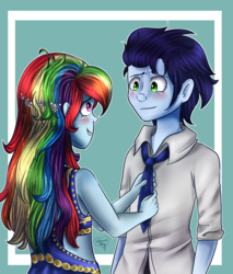 Size: 2300x2700 | Tagged: safe, artist:shimmer-shy, rainbow dash, soarin', equestria girls, g4, commission, female, high res, male, ship:soarindash, shipping, straight