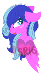 Size: 289x511 | Tagged: safe, artist:superrosey16, oc, oc only, oc:love tune, pegasus, pony, bust, female, mare, portrait, simple background, solo, transparent background, watermark