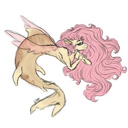 Size: 519x519 | Tagged: safe, artist:last-star-oc, fluttershy, merpony, sea pony, anthro, g4, female, solo