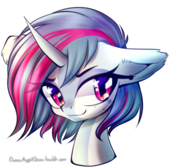 Size: 1914x1886 | Tagged: safe, artist:chaosangeldesu, oc, oc only, oc:aqua jewel, pony, unicorn, bust, female, mare, portrait, simple background, smiling, solo, starry eyes, transparent background, wingding eyes