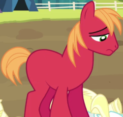 Size: 680x647 | Tagged: safe, edit, edited screencap, screencap, big macintosh, earth pony, pony, brotherhooves social, g4, accessory-less edit, cropped, male, missing accessory, missing cutie mark, solo, stallion
