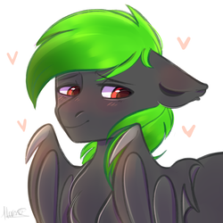 Size: 3000x3000 | Tagged: safe, artist:pesty_skillengton, oc, oc only, bat pony, pony, blushing, cute, high res, male, solo, stallion