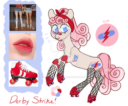 Size: 800x660 | Tagged: safe, artist:jellybeanbullet, oc, oc only, oc:derby strike, pony, adoptable, solo, watermark