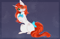 Size: 1798x1178 | Tagged: safe, artist:php146, oc, oc only, oc:penelope, pony, unicorn, bow, female, mare, sitting, solo, tail bow