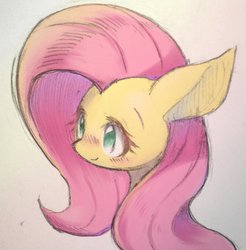 Size: 1328x1347 | Tagged: safe, artist:91o42, fluttershy, pegasus, pony, g4, cute, female, mare, shyabetes, solo, traditional art