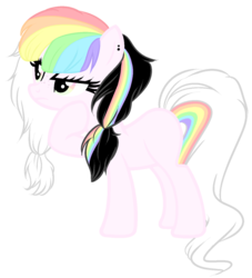 Size: 900x992 | Tagged: safe, artist:sugarplanets, oc, oc only, oc:rainbowing, earth pony, pony, female, mare, rainbow hair, simple background, solo, transparent background