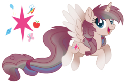 Size: 1618x1048 | Tagged: safe, artist:leanne264, applejack, fluttershy, pinkie pie, rainbow dash, rarity, twilight sparkle, oc, oc:mane blitz, alicorn, pony, g4, appleflaritwidashpie, base used, cutie mark background, female, fusion, mane six, mare, movie accurate, simple background, solo, transparent background, we have become one