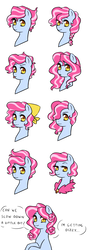 Size: 900x2518 | Tagged: safe, artist:pikokko, oc, oc only, oc:cotton candy, earth pony, pony, kilalaverse, alternate hairstyle, bust, female, mane swap, mare, next generation, offspring, parent:pinkie pie, parent:pokey pierce, parents:pokeypie, simple background, solo, tongue out, white background