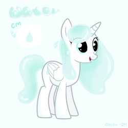 Size: 2362x2362 | Tagged: safe, artist:claudiaqh, oc, oc only, alicorn, original species, pony, water pony, female, happy, high res, mare, reference sheet, signature, simple background, solo, white background