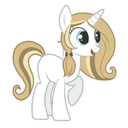 Size: 2362x2362 | Tagged: safe, artist:claudiaqh, oc, oc only, oc:claudia, pony, unicorn, braid, female, happy, high res, mare, open mouth, raised hoof, simple background, solo, white background