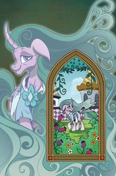 Size: 787x1195 | Tagged: safe, artist:brendahickey, idw, mistmane, pony, unicorn, g4, legends of magic, spoiler:comic, spoiler:comiclom3, canterlot castle, comic cover, cover, curved horn, female, horn, mare, old